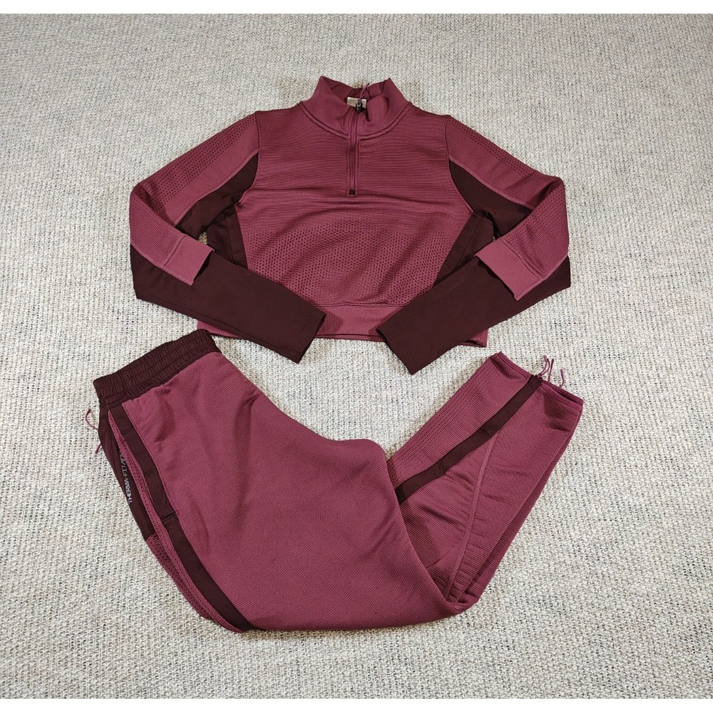 Nike Burgundy Long Sleeve Crop Top